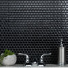 Hudson Penny Round Glossy Black Porcelain Floor and Wall Tile