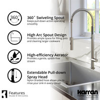 Karran All-in-One Farmhouse Quartz 34" Single Bowl Sink, Black With Faucet