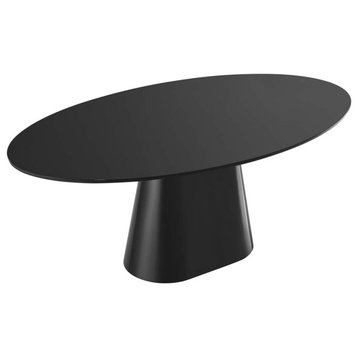 Modern Dining Table, MDF Construction With Spacious Oval Top, High Gloss Black