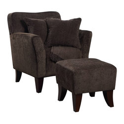 Sunset Trading Cozy Accent Chair with Ottoman, Pillows and Throw - Armchairs And Accent Chairs