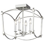 Visual Comfort Studio Collection - Thayer Semi-Flush Mount, Polished Nickel - The Feiss Thayer four light semi flush fixture in polished nickel supplies ample lighting for your daily needs, while adding a layer of today's style to your home's decor. Sophisticated and sleek, the Thayer Collection is a refreshing interpretation of a traditional four-sided lantern softened with graceful curved lines. Thayer is available in three stunning finishes: our New Antique Guild finish, industrial-inspired Smith Steel or Polished Nickel .