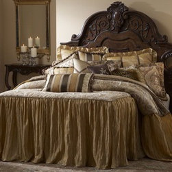 AICO Furniture - Brussels King Size Bedding Ensemble Set - BCS-KS13-BRUSL-GLD - Bedroom Products