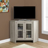 Monarch Entertainment Room TV Stand, 42"L Corner With Glass Doors, Dark Taupe