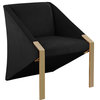Rivet Velvet Upholstered Accent Chair, Black