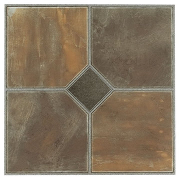 Nexus Rustic Slate 12"x12" Self Adhesive Vinyl Floor Tiles, 20 Tiles/20 Sq Ft.