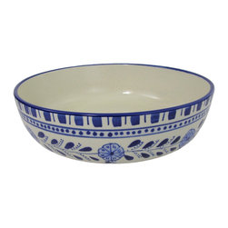 Le Souk Ceramique - Wide Stoneware Salad/Pasta Bowl Azoura Design - Serving And Salad Bowls