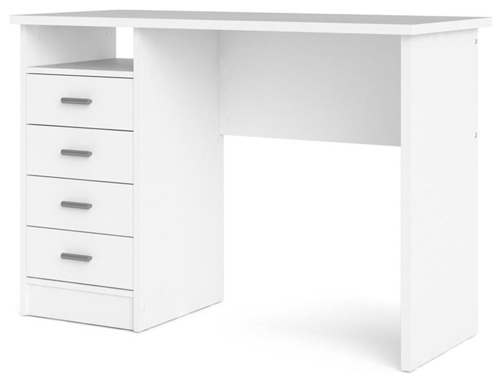 Tvilum Warner Contemporary Engineered Wood Desk with 4 Drawers in White