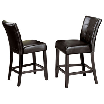 Furniture of America Peeves Wood Counter Height Chair in Espresso (Set of 2)
