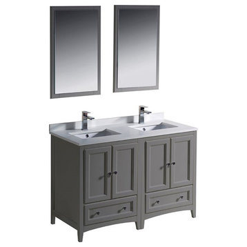 Fresca Oxford 48" Double Sinks Traditional Wood Bathroom Vanity in Gray