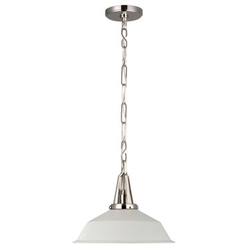Layton 14" Pendant in Polished Nickel with Matte White Shade