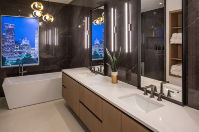 Inspiration for a modern bathroom remodel in Houston