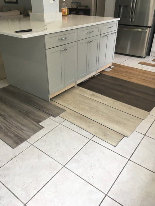 What color vinyl flooring for this white kitchen?