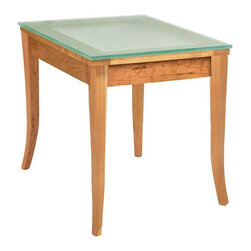 Classic Shaker Flare Leg Glass Top End Table - Side Tables And End Tables