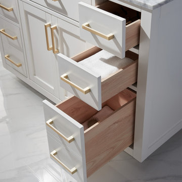 Ivy 48" Single Bathroom Vanity Set in White and Carrara White Marble Countertop