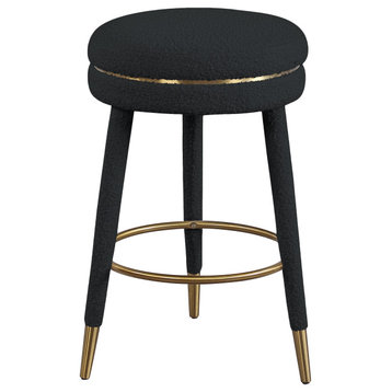 Coral Boucle Fabric Stool, Black, Counter Stool