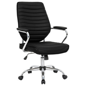 LeisureMod Winchester Home Leather Office Chair, Black