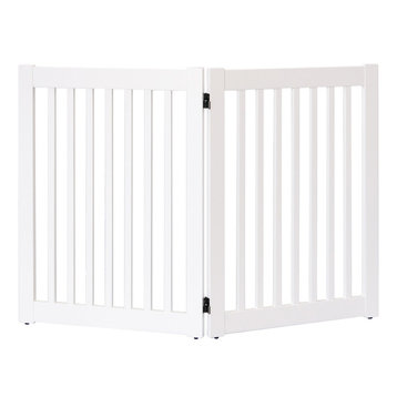 Highlander Series Solid Wood Pet Gate, 2-Panel, White, 2 Panel, Multiple