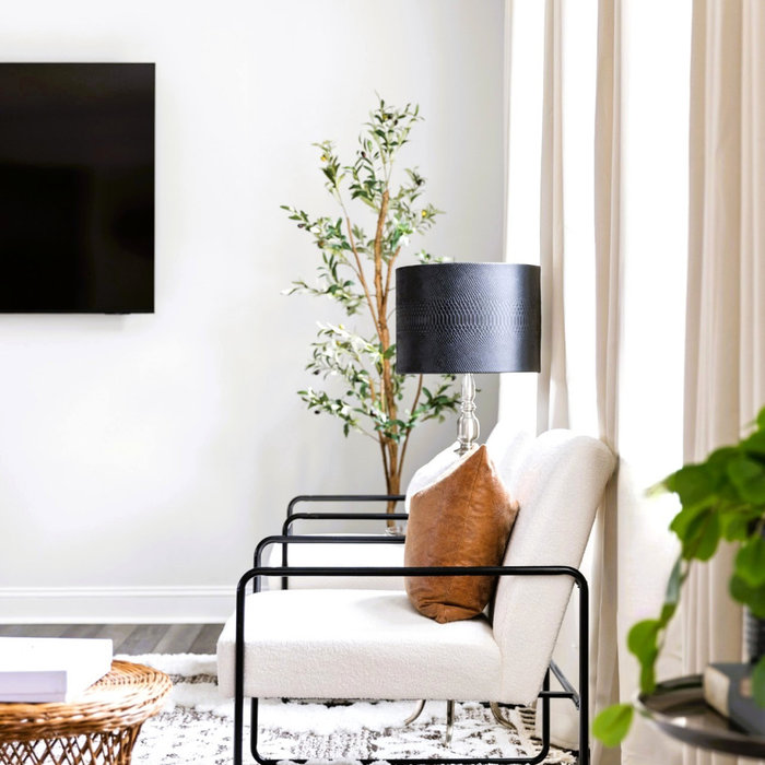 Example of a trendy living room design in Raleigh