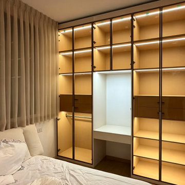 LED-Lit Glass Walk-in Wardrobe System