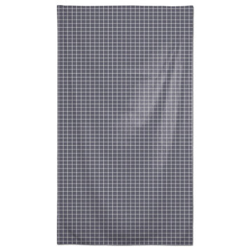 Dark Gray Grid 58 x 102 Outdoor Tablecloth