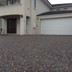 Exposed Aggregate and Slate Look Concrete Driveways - Landscaping Stones and Pavers
