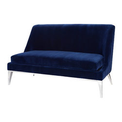 Worlds Away - Worlds Away Gianna Velvet Settee with Nickel Base - Loveseats