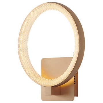 13.4" Gold Metal LED Wall Sconce With Clear Acrylic Diffuser