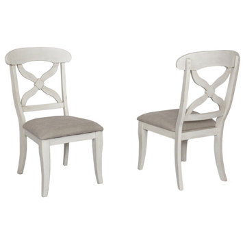 Andrews Dining Chair | Antique White With  Chestnut Brown Seat | Set Of 2