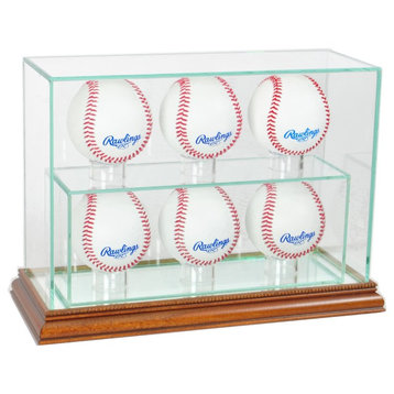 6 Upright Baseball Display Case, Walnut