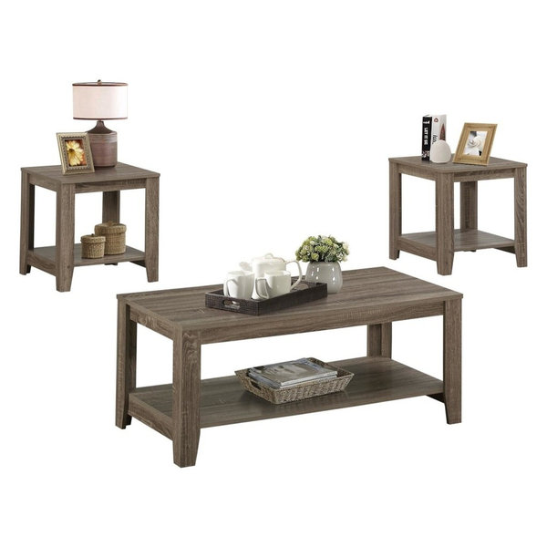 Monarch Specialties TABLE Set, 3PCS Set Dark Taupe