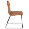 Casper Industrial Chair by LumiSource, Set of 2, Black Metal, Camel PU
