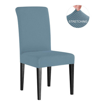 Subrtex Dyed Jacquard Stretch Dining Room Chair Slipcovers, Steel Blue, 2pcs