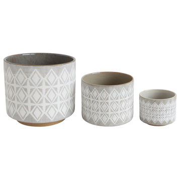 Gray and White Stoneware Pots