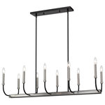 Z-LITE - Z-LITE 479-10L-MB-BN 10 Light Island/Billiard, Matte Black + Brushed Nickel - Z-LITE 479-10L-MB-BN 10 Light Island/Billiard,Matte Black + Brushed Nickel The oversized curved arms of the Haylie collection lend an air of opulence to its classic silhouette. Finishes of black with brushed nickel accents, or black with brass accents create a modern appeal for this classic design.Style: Transitional, sleek, Metropolitan, linearFrame Finish: Matte Black + Brushed NickelCollection: HaylieFrame Material: SteelActual Weight(lbs): 16Dimension(in): 14.5(W) x 134(H) x 44(L)Chain/Rod Length(in): Rods: 8x24" + 4x12" + 2x6" + 2x3"Cord/Wire Length(in): 170"Bulb: (10)60W Candelabra Base(Not Included),DimmableUL Classification: CUL/cETLuUL Application: Dry