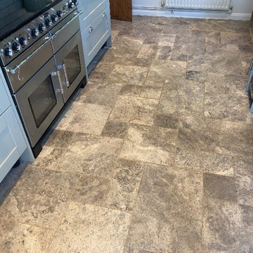 Dirty Silver Travertine Kitchen floor in Spencer’s Wood, Reading
