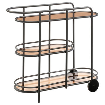 Bowery Hill Modern / Contemporary Metal Bar Cart in Black Finish