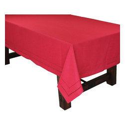 Xia Home Fashions - Double Hemstitch Easy Care Tablecloth, 60"x84", Red - Tablecloths