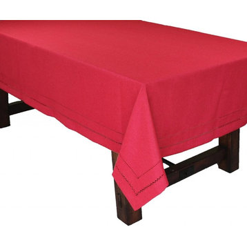 Double Hemstitch Easy Care Tablecloth, 65"x120", Red