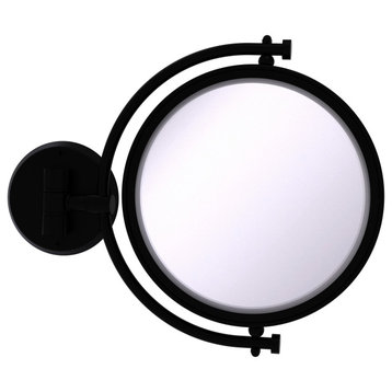 8" Wall-Mount Makeup Mirror, Matte Black, 2x Magnification