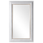 Uttermost - Uttermost Piper Large White Mirror - This Mirror Features An Elegant Wooden Frame With Graceful Curves Finished In A Distressed White With A Petite Gold Inner Liner. The Piece Has A 1 1/4" Bevel And May Be Hung Horizontal Or Vertical.