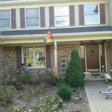 Front Entry Cedar Facade Tapered Posts, Beam, and Gabble Brackets