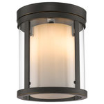 Z-Lite - Willow 3 Light Flush Mount, Olde Bronze - Clean, graceful lines of the arms + glass shades define the Willow family. Olde Bronze fixtures and inner matte opal with clear outer glass shades create clean and unique designs.