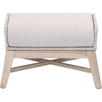 Essentials For Living Woven Tapestry Outdoor Footstool, Gray Teak