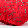 Beaded Red Throw Pillow Covers, 22x22 Velvet Pillows Cover, Red Velvet Crystal
