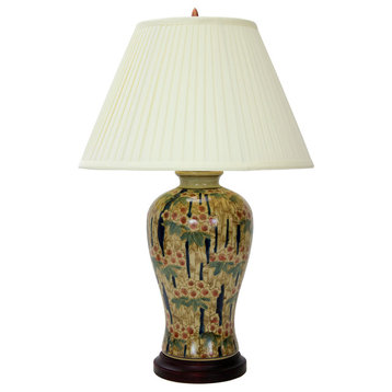 25" Glazed Bamboo Blossom Vase Lamp