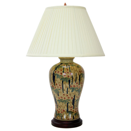 25" Glazed Bamboo Blossom Vase Lamp