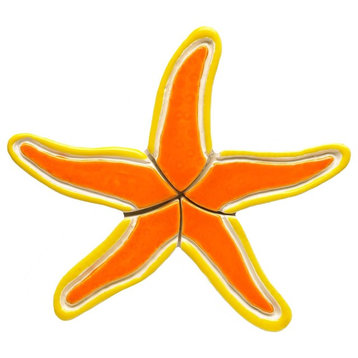 Starfish Ceramic Swimming Pool Mosaic 13"x12", Orange