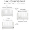 Modo 3-In-1 Convertible Crib With Toddler Bed Conversion Kit, Gray