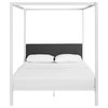 Raina Queen Canopy Steel Bed Frame, White/Gray