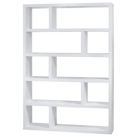 Contemporary Large High Modular Book Shelf, Pure White